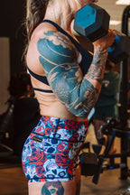 Performance Booty Shorts - Skulls & Roses