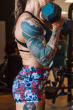 Performance Booty Shorts - Skulls & Roses