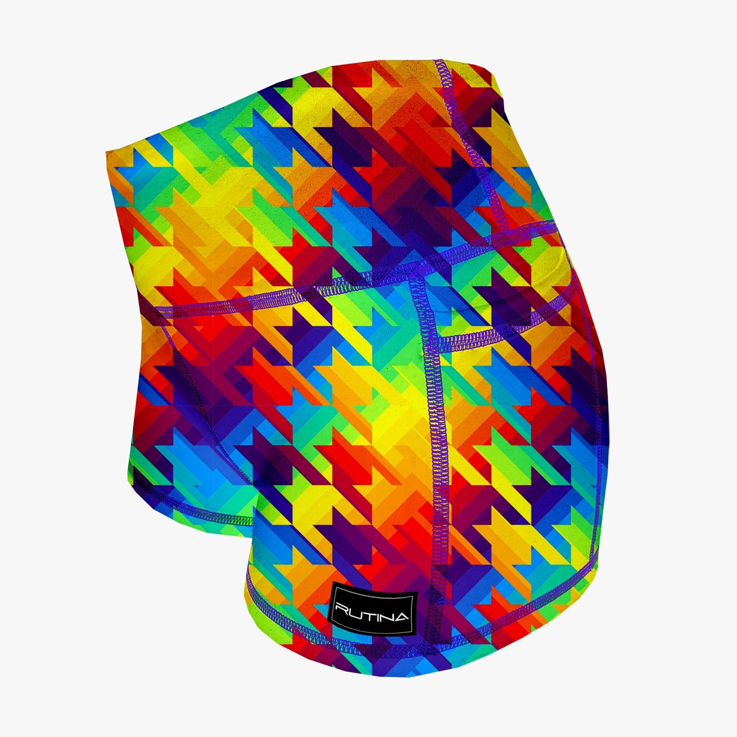 Performance Booty Shorts - Rainbow Houndstooth