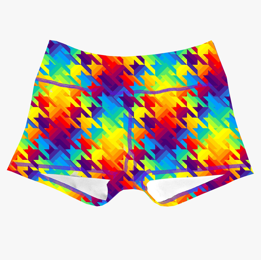 Performance Booty Shorts - Rainbow Houndstooth
