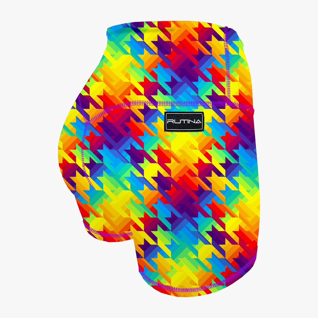 HR Performance Booty Shorts - Rainbow Houndstooth