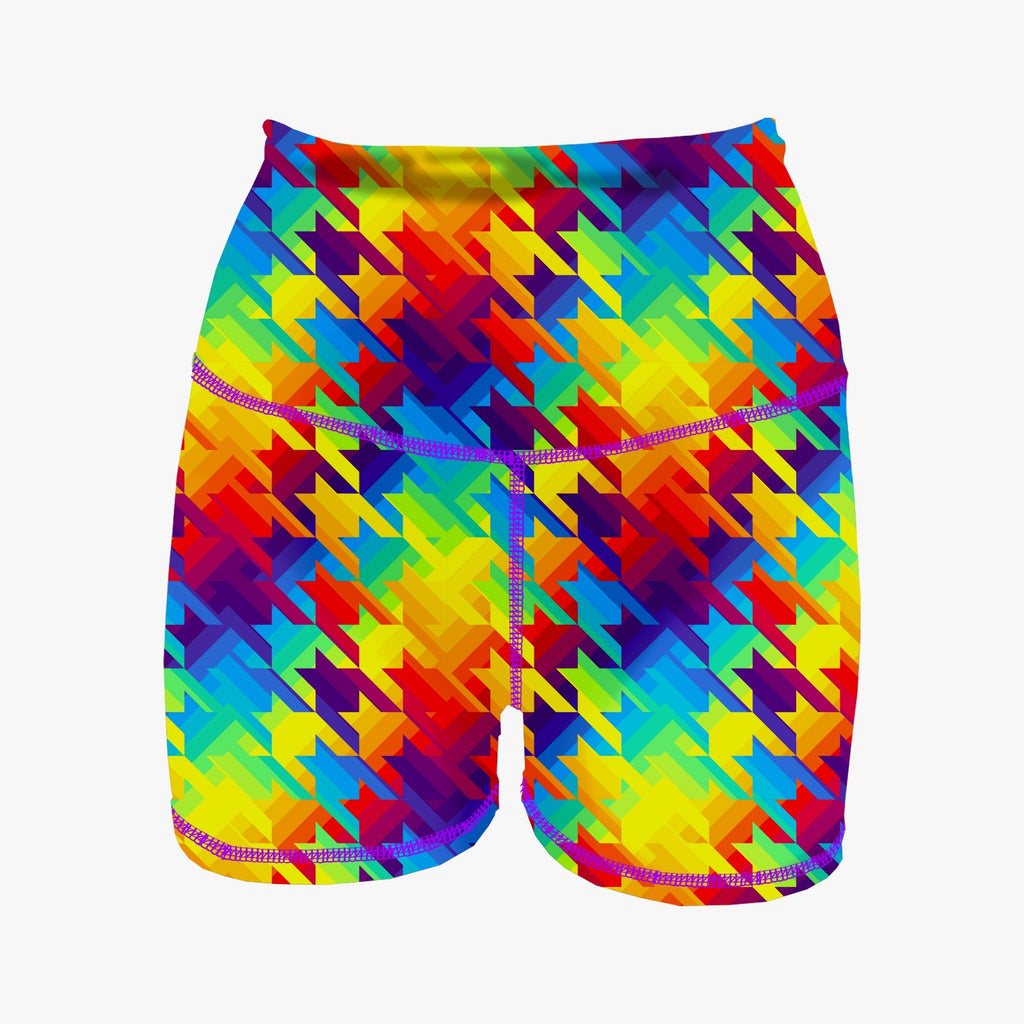 HR Performance Booty Shorts - Rainbow Houndstooth