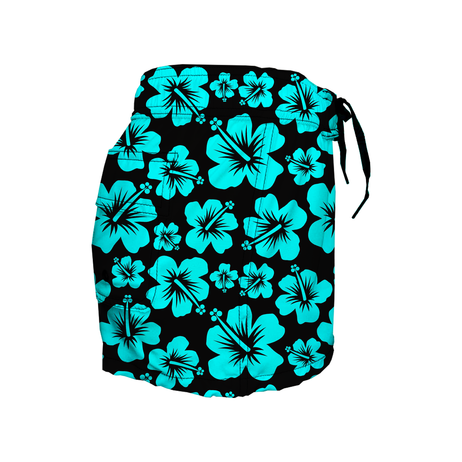 Women's Elastic Waist Boardshorts - Aqua Hibiscus