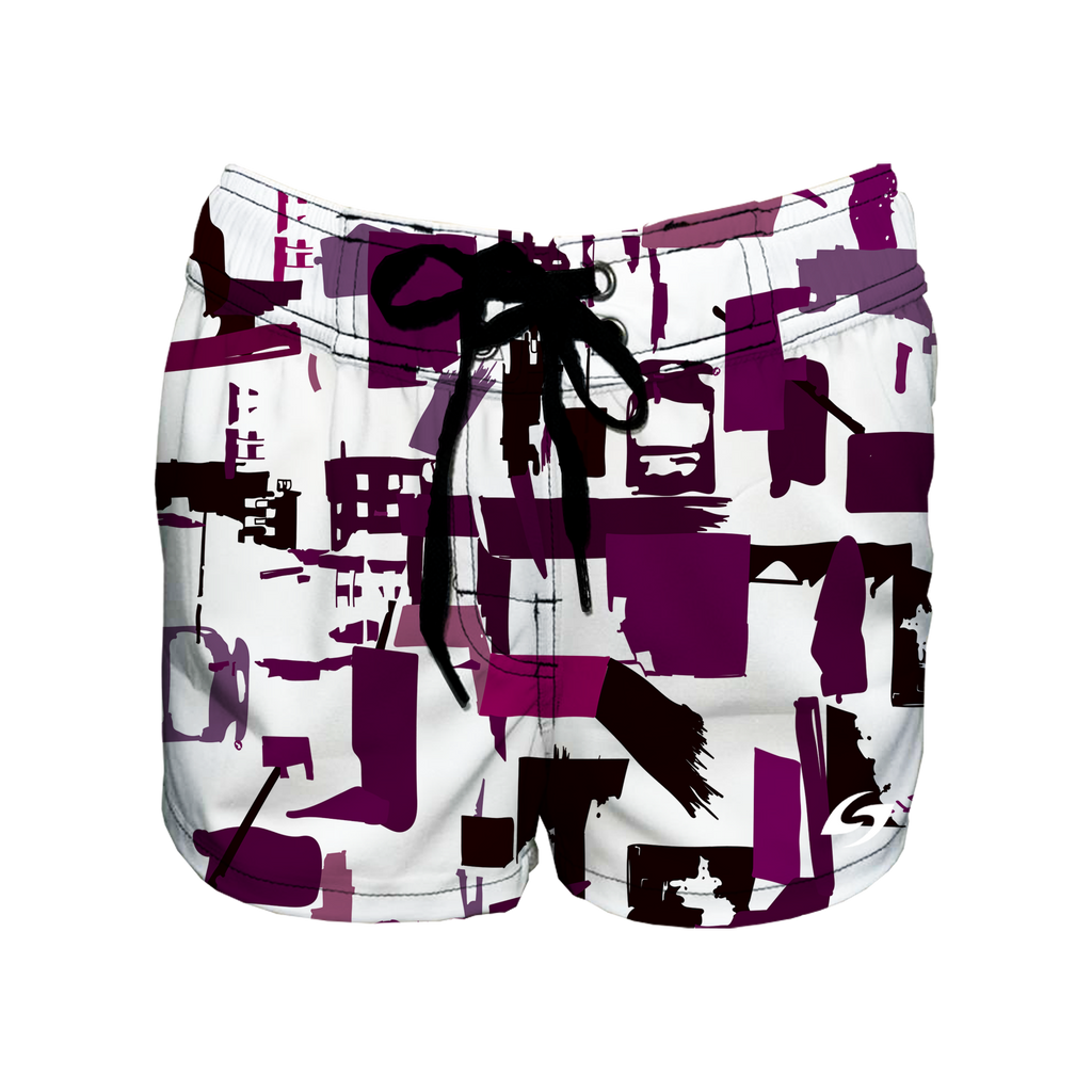 Women's Elastic Waist Boardshorts - Art Show
