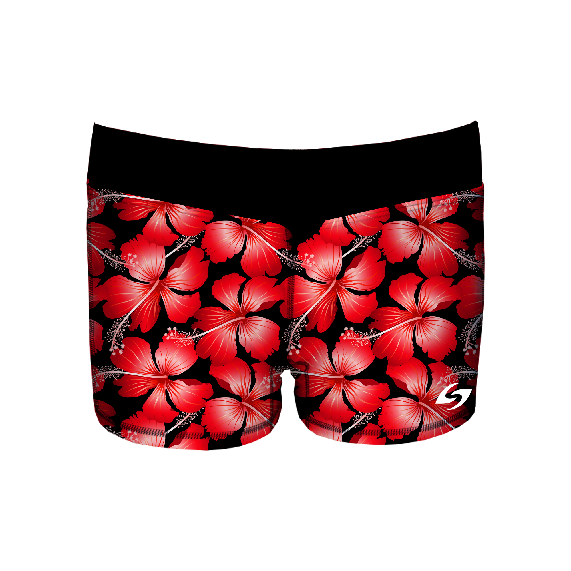 Women's Swim Short - Red Hibiscus Secondary image