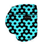 Performance Booty Shorts - Black & Turquoise Hexagons