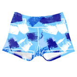Performance Booty Shorts - Blue Brush Strokes