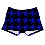 Performance Booty Shorts - Blue Houndstooth
