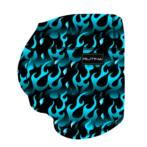 Performance Booty Shorts  - Blue Flames