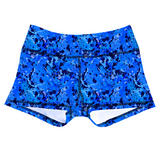 Performance Booty Shorts - Blue Paint Splatter