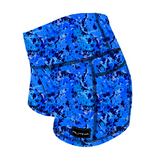 Performance Booty Shorts - Blue Paint Splatter