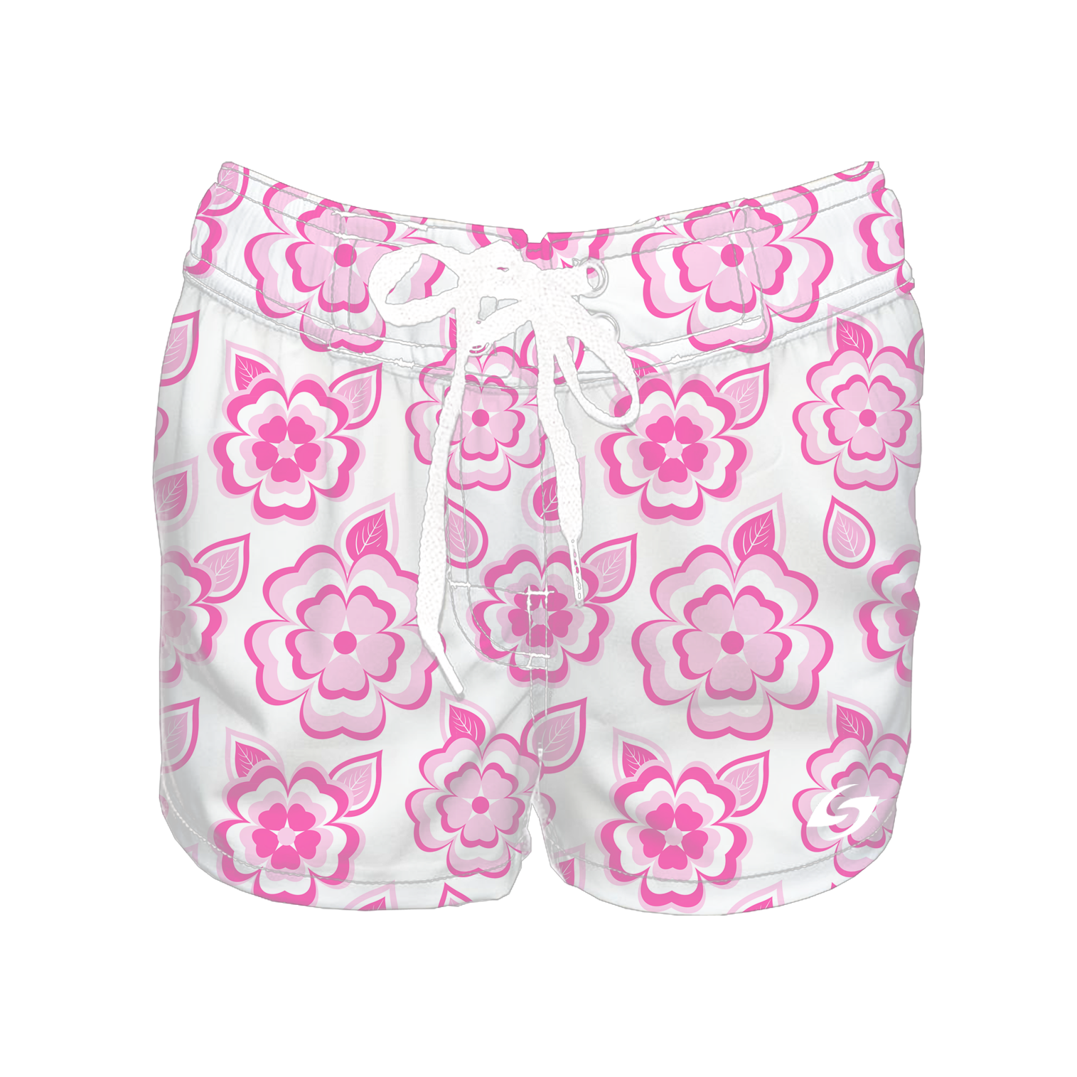 Women's Elastic Waist Boardshorts - Blush Blossom