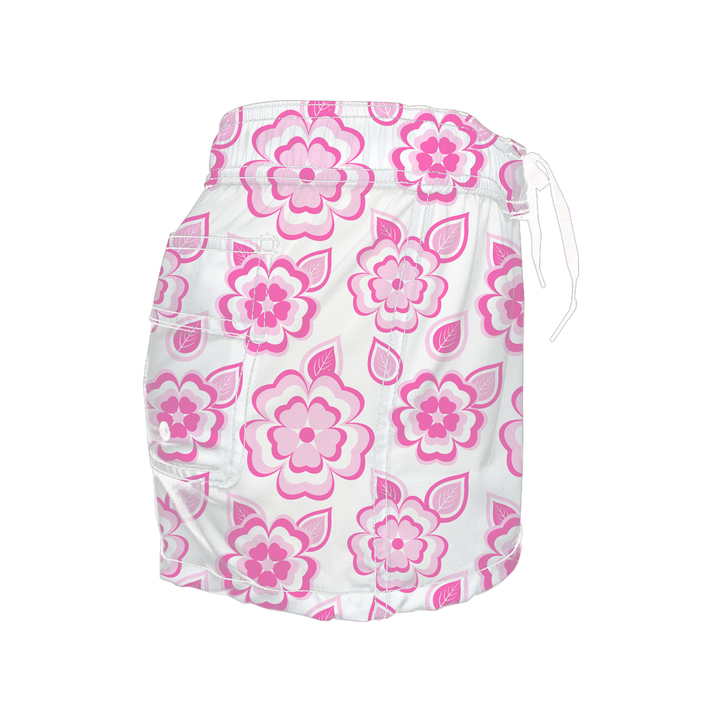 Women's Elastic Waist Boardshorts - Blush Blossom