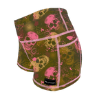 Performance Booty Shorts - Bubble Gum & Moss Skulls