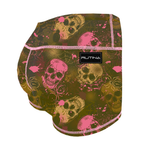 Performance Booty Shorts - Bubble Gum & Moss Skulls