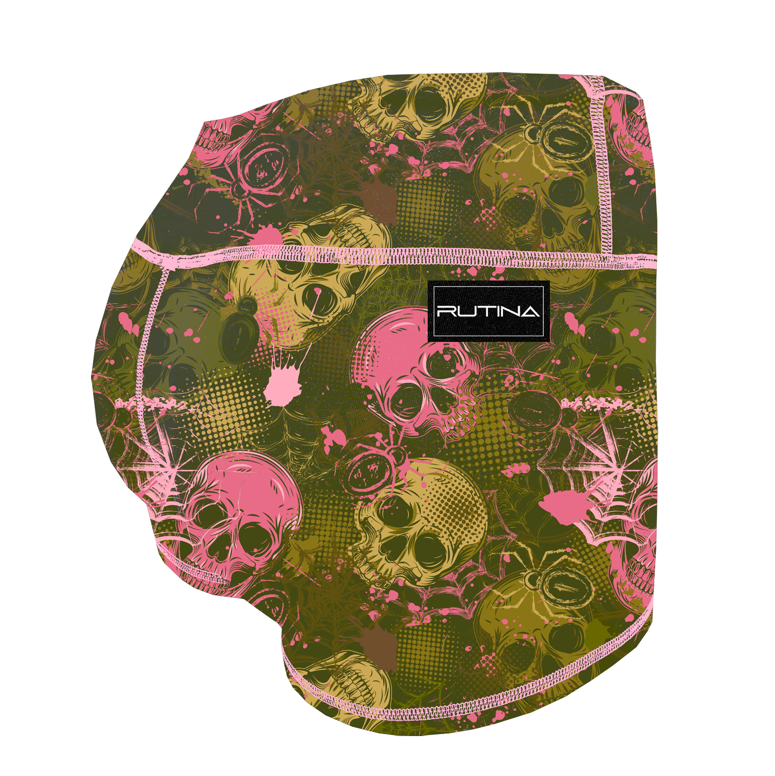 Performance Booty Shorts - Bubble Gum & Moss Skulls Main image