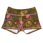 Performance Booty Shorts - Bubble Gum & Moss Skulls