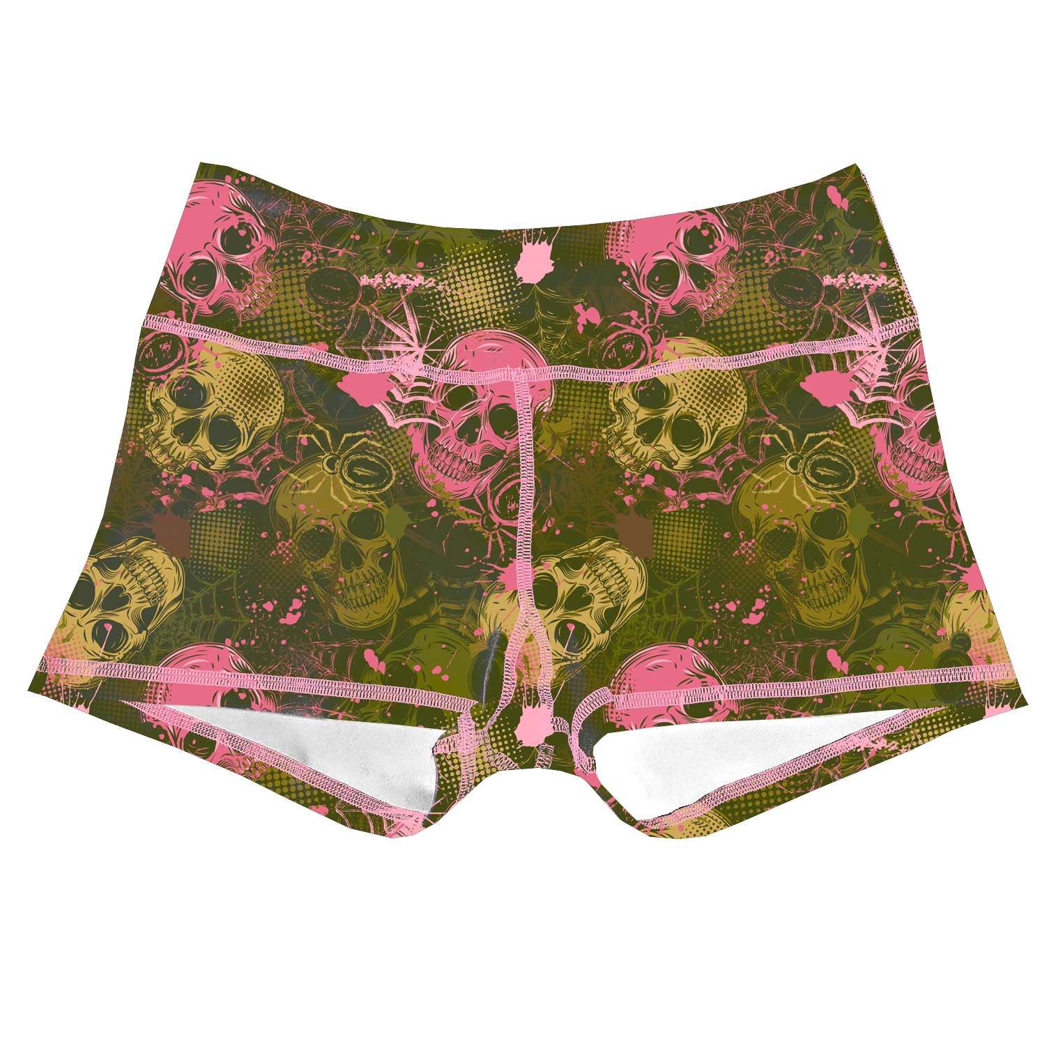 Performance Booty Shorts - Bubble Gum & Moss Skulls Secondary image