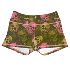 Performance Booty Shorts - Bubble Gum & Moss Skulls