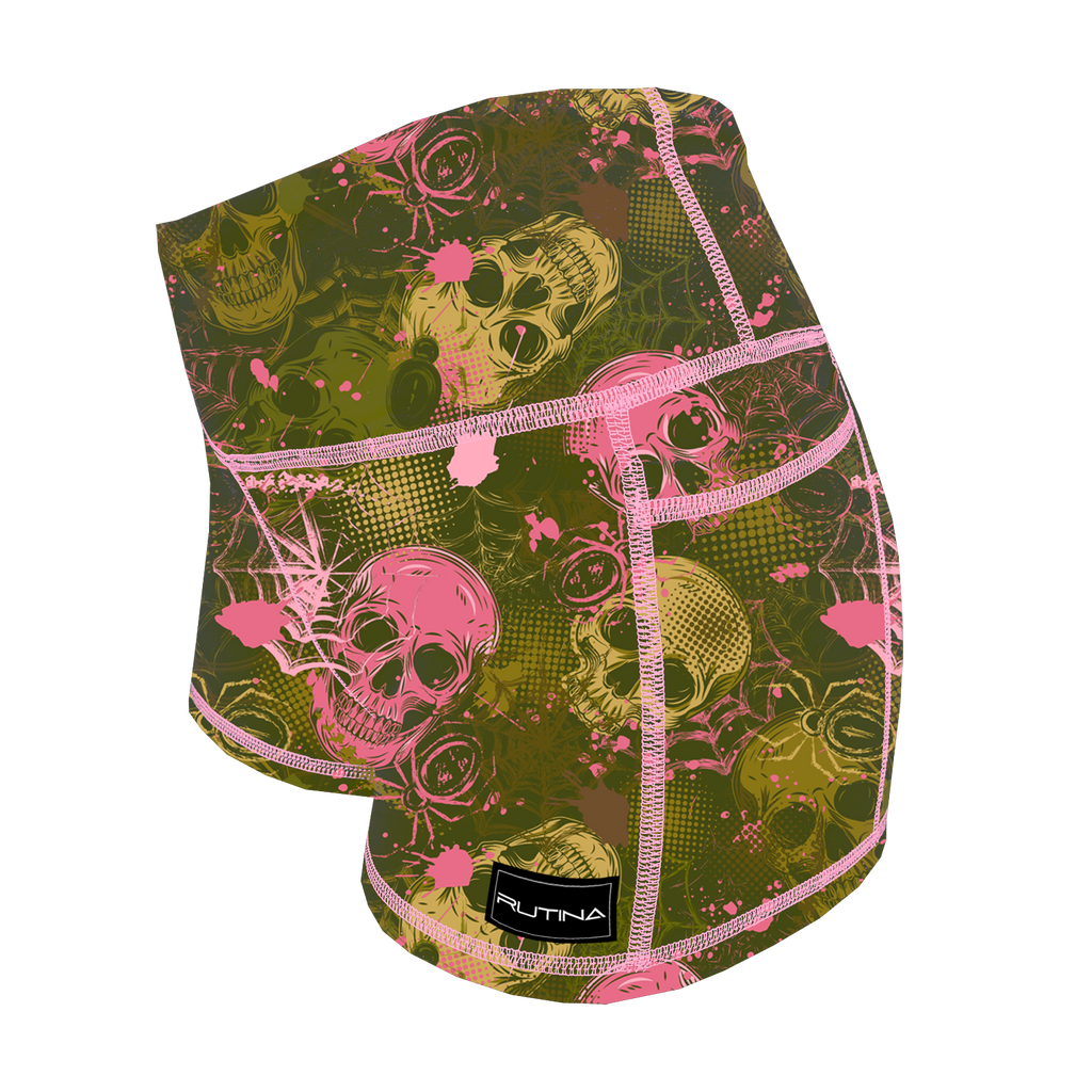 Performance Booty Shorts - Bubble Gum & Moss Skulls