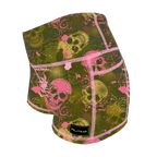 Performance Booty Shorts - Bubble Gum & Moss Skulls
