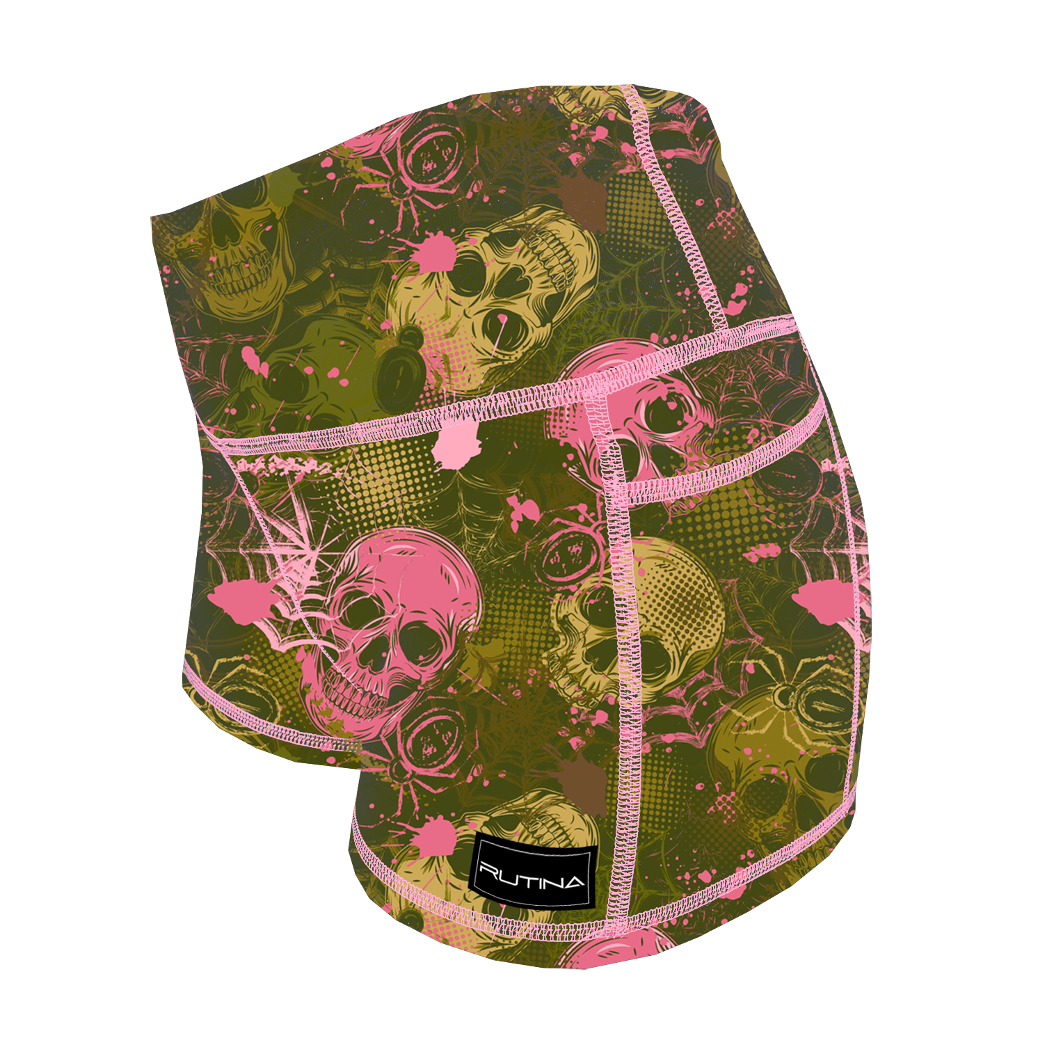 Performance Booty Shorts - Bubble Gum & Moss Skulls