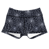 Performance Booty Shorts - Black & White Spider Webs