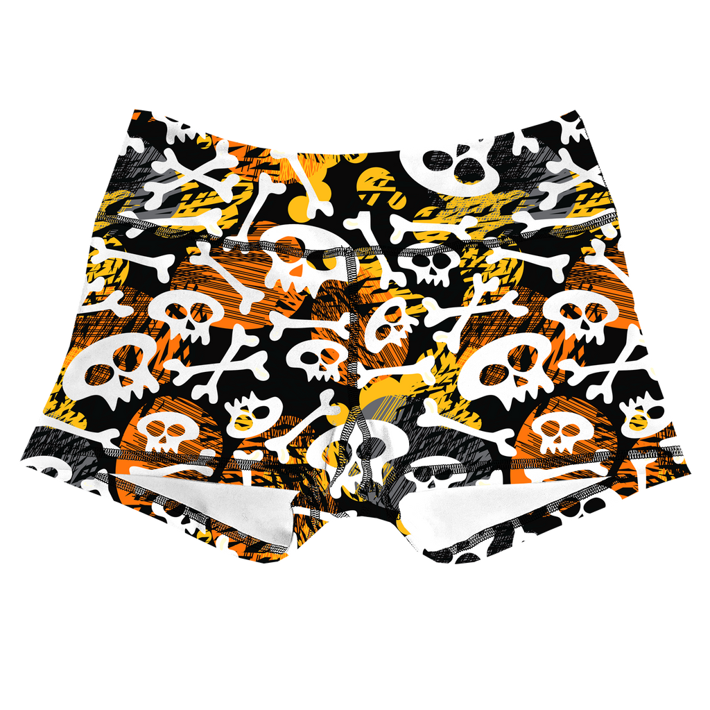 Performance Booty Shorts - Candy Corn Crossbones