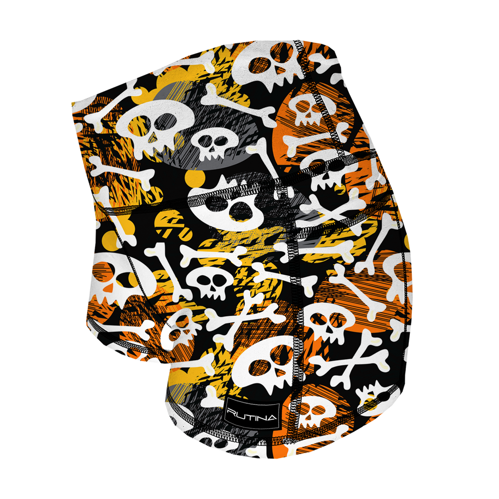 Performance Booty Shorts - Candy Corn Crossbones