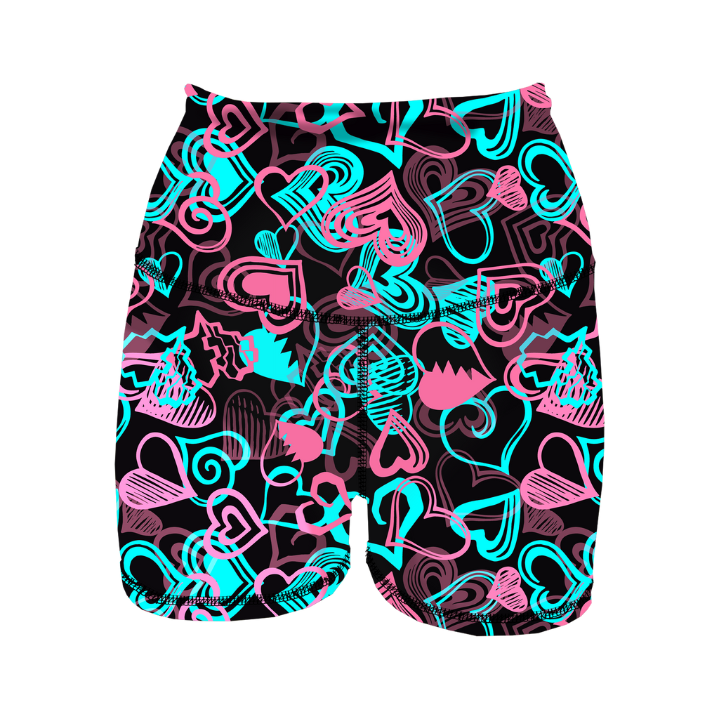HR Performance Booty Shorts - Candy Hearts