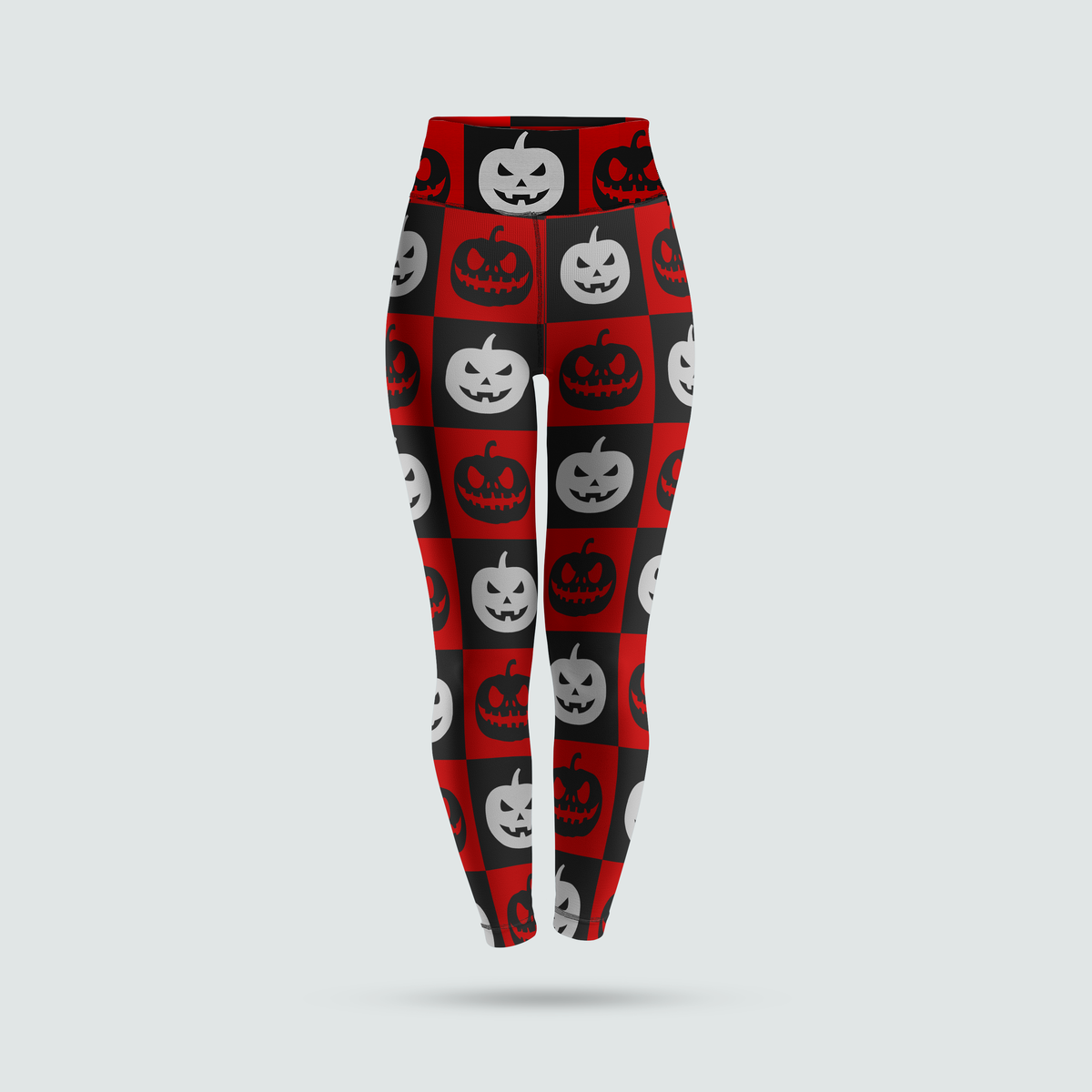 Women's Leggings - Checkered Pumpkins