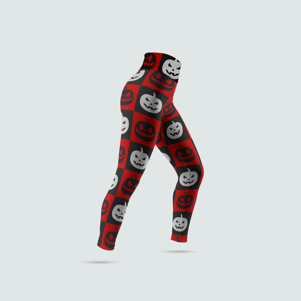 Women's Leggings - Checkered Pumpkins