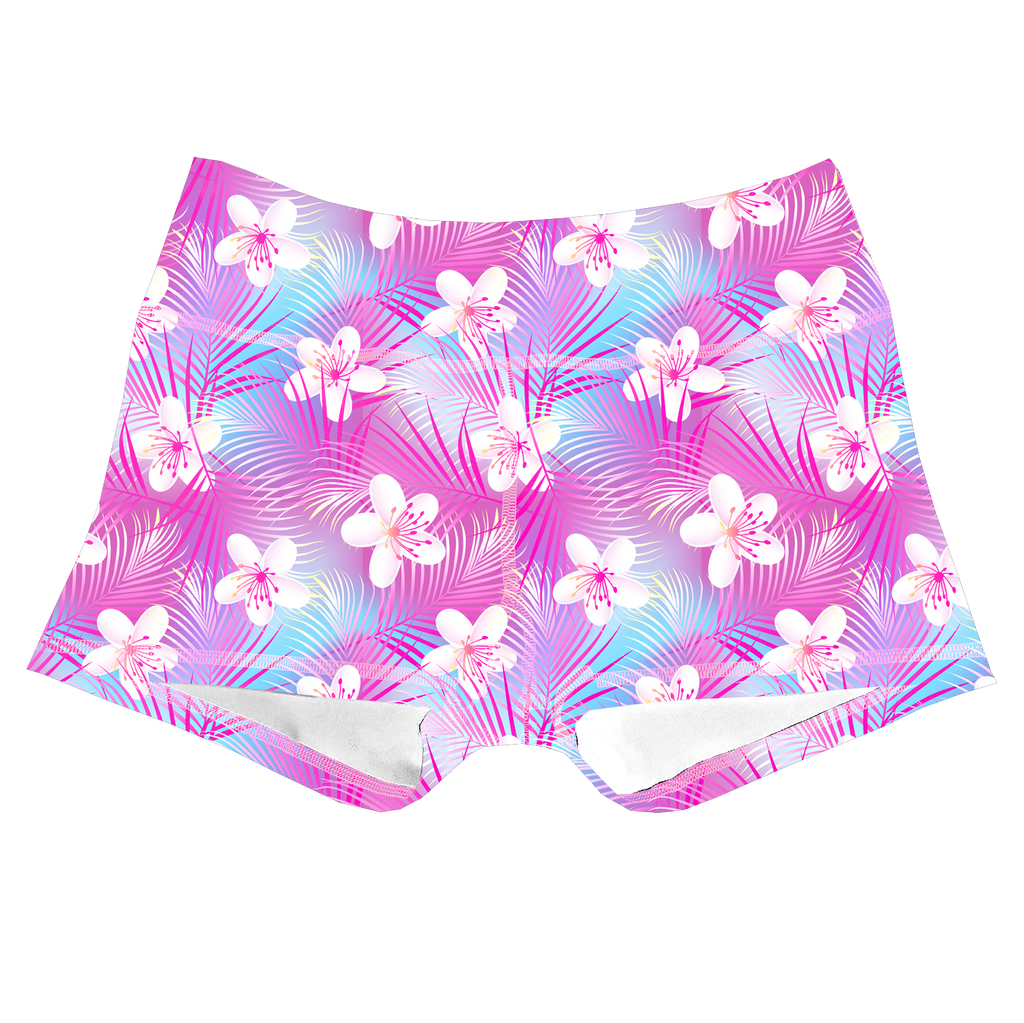 Performance Booty Shorts - Cotton Candy Flowers