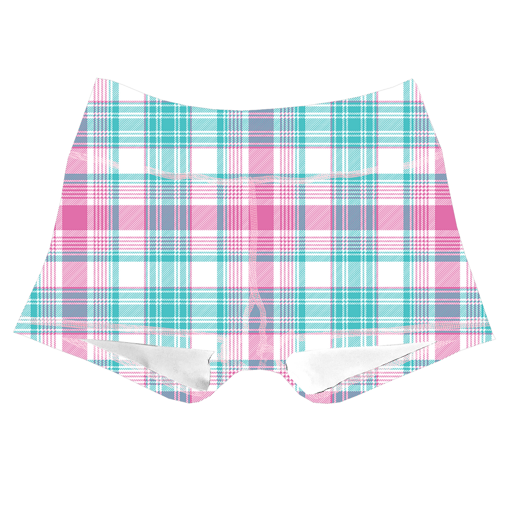 Performance Booty Shorts - Cotton Candy Plaid