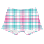 Performance Booty Shorts - Cotton Candy Plaid