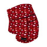 Performance Booty Shorts - Dotted Red Hearts