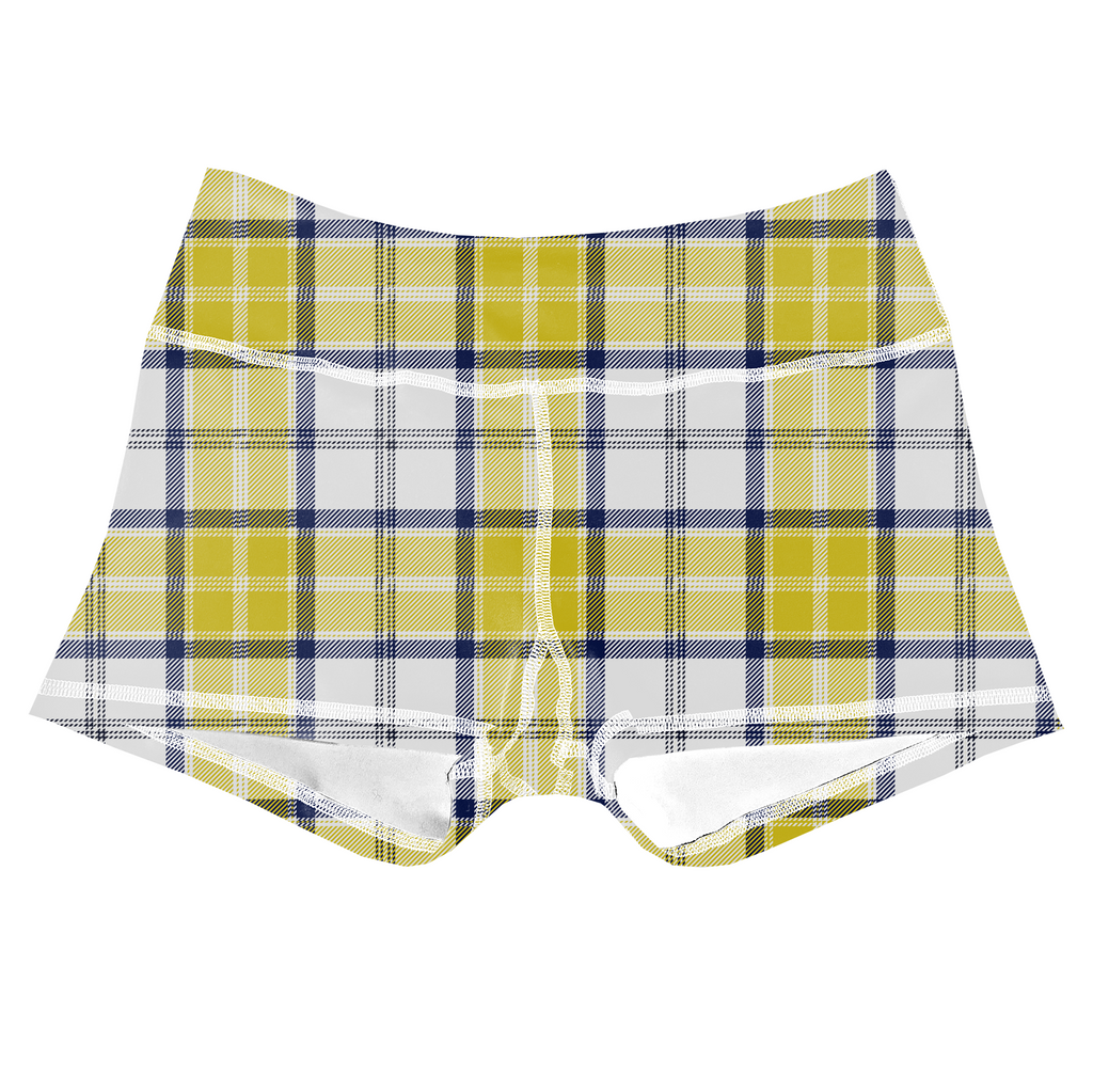 Performance Booty Shorts  - Gold Plaid