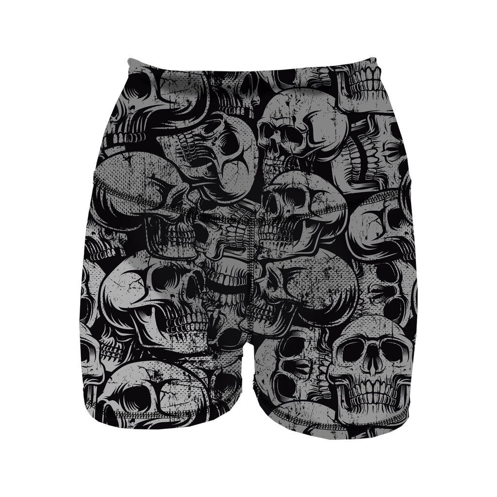 HR Performance Booty Shorts - Grunge Skulls