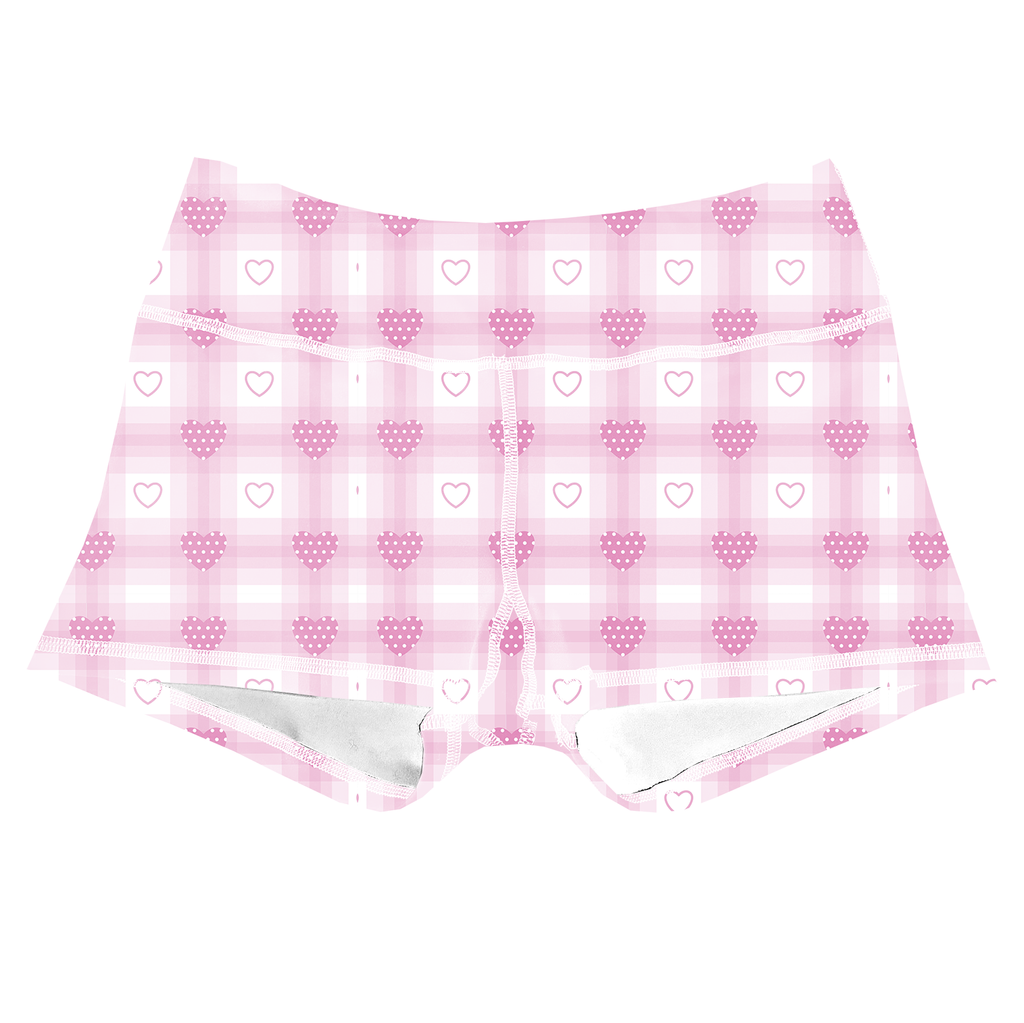 Performance Booty Shorts - Heartfelt Plaid