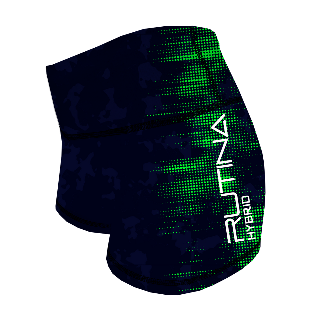 Performance Booty Shorts - Navy/Green Hybrid Racer