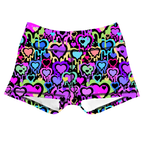 Performance Booty Shorts - Neon Hearts