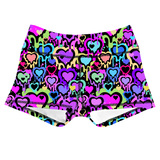 Performance Booty Shorts - Neon Hearts