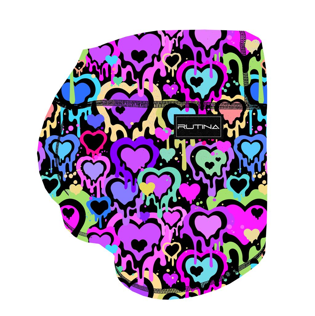 Performance Booty Shorts - Neon Hearts