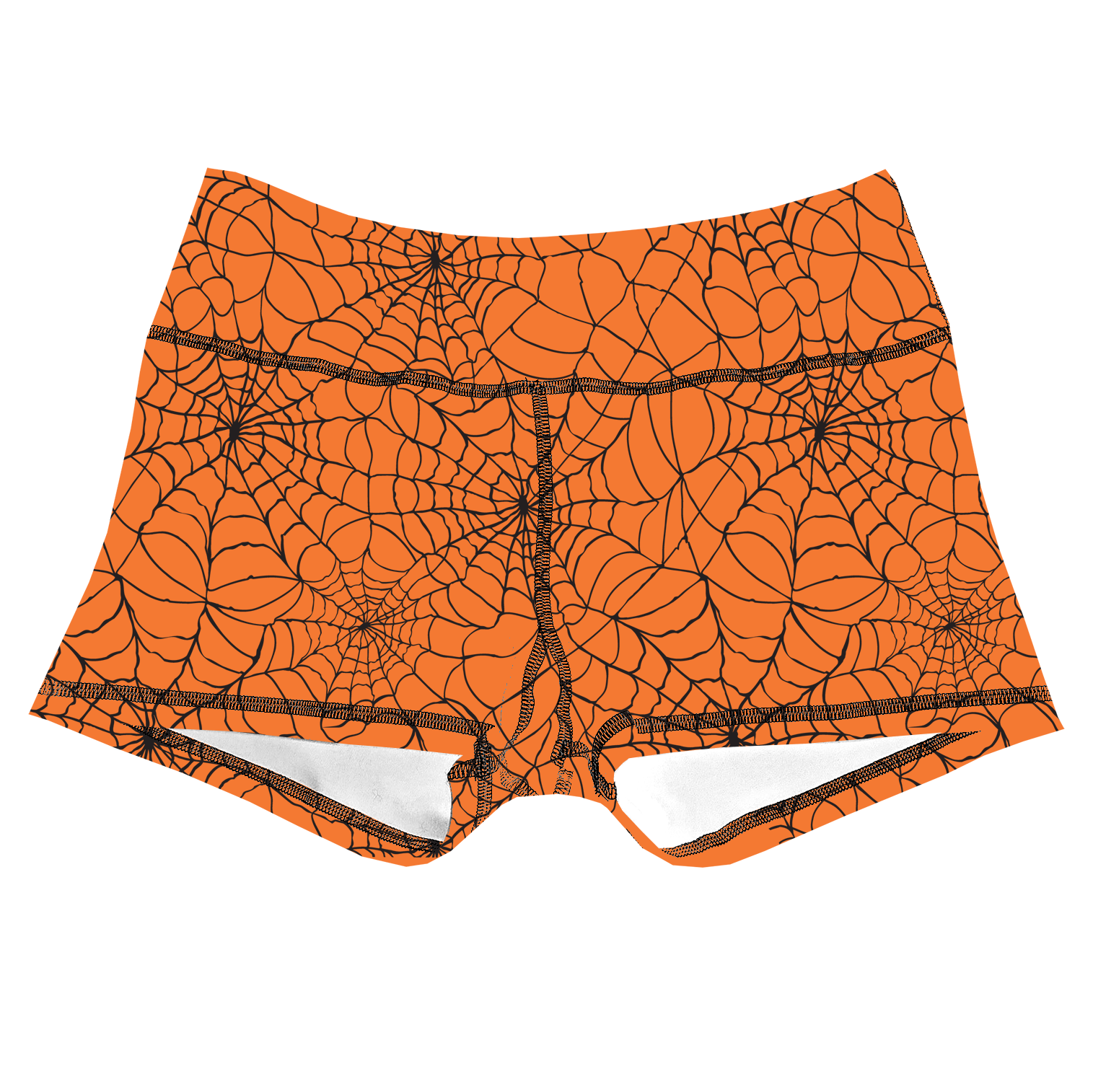 Performance Booty Shorts - Orange & Black Spider Webs Secondary image