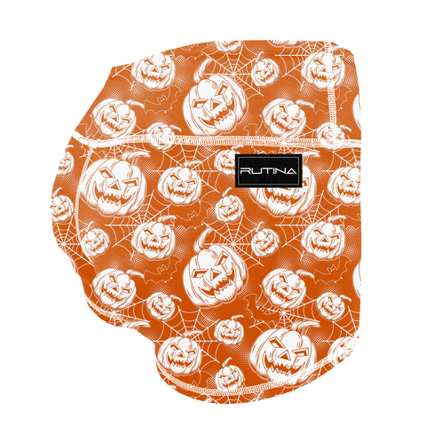 Performance Booty Shorts - Orange Wicked Web