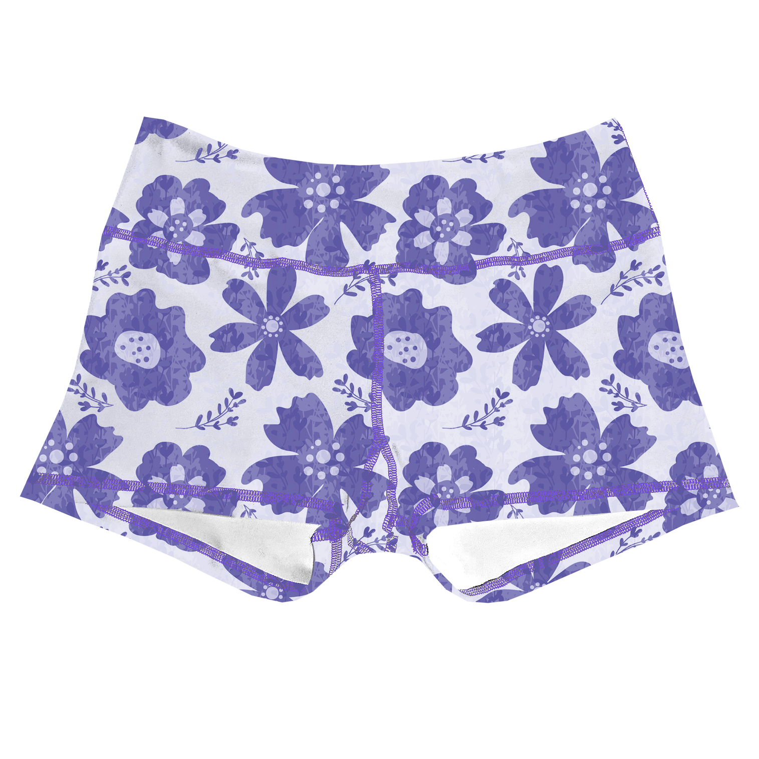 Performance Booty Shorts  - Periwinkle Flowers