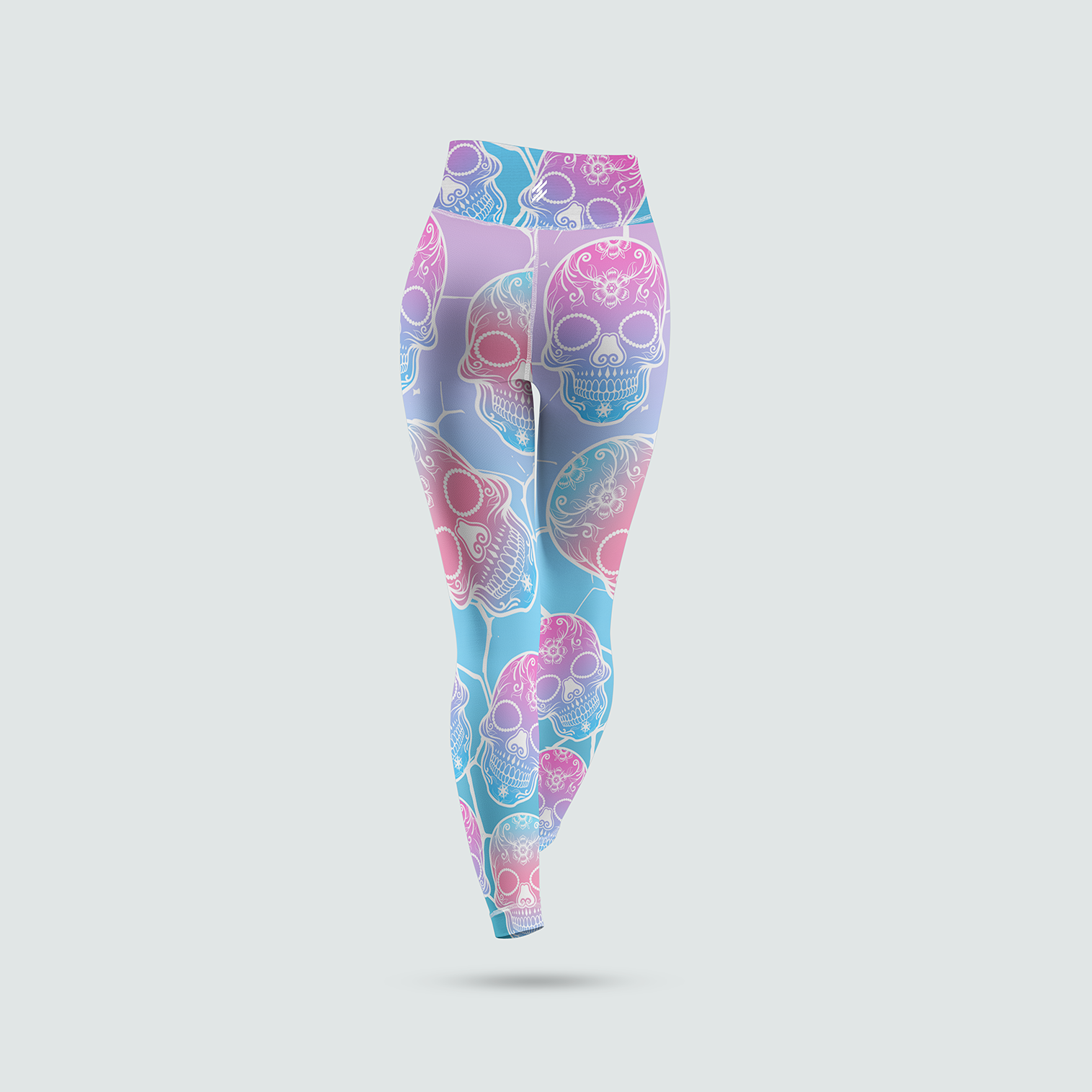 Women's Leggings - Pink and Blue Skulls Secondary image
