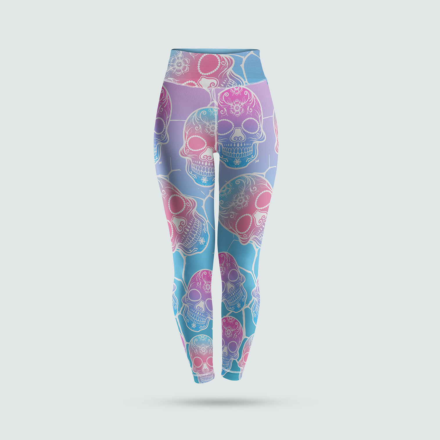 Women's Leggings - Pink and Blue Skulls