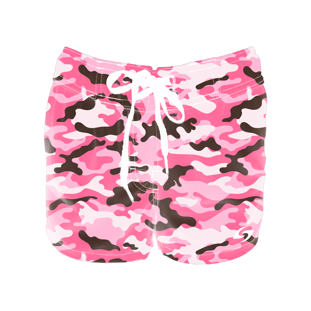 Women's Elastic Waist Boardshorts - Pink Camo