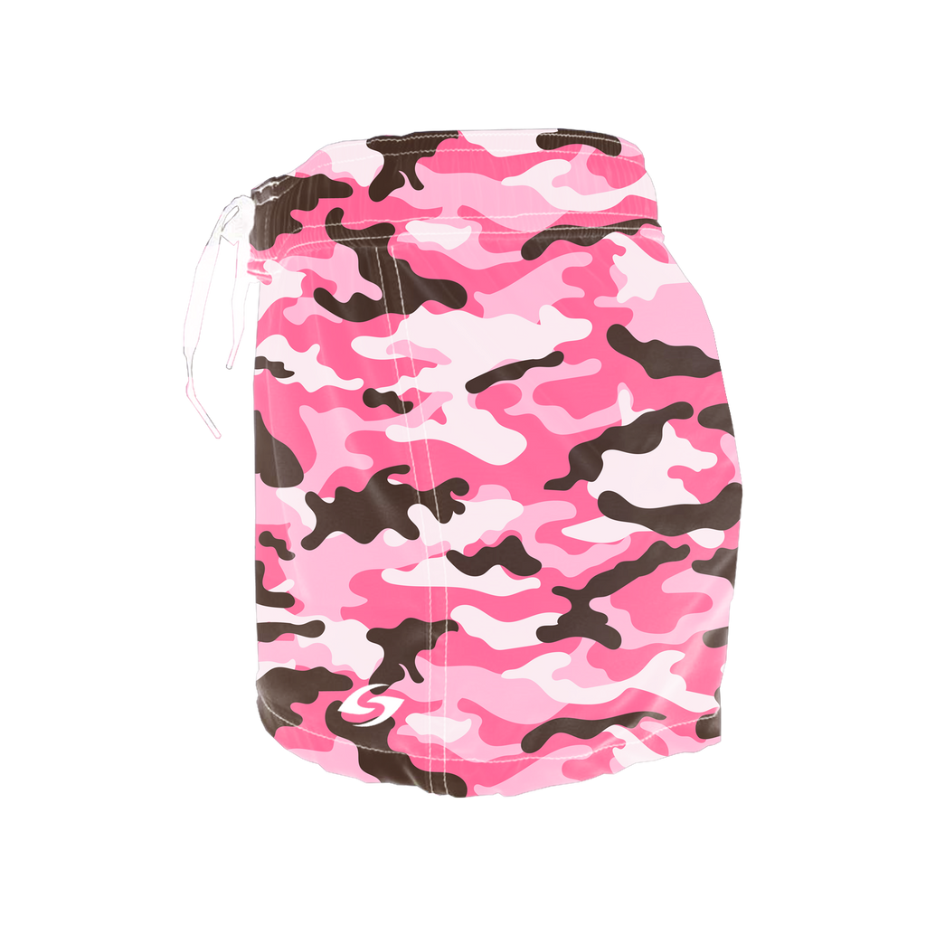 Women's Elastic Waist Boardshorts - Pink Camo
